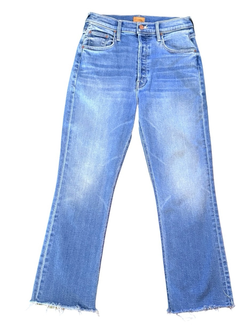 MOTHER The Tripper Ankle Fray Denim Jean in Layover Mid Blue Wash Size 28 - Picture 2 of 11